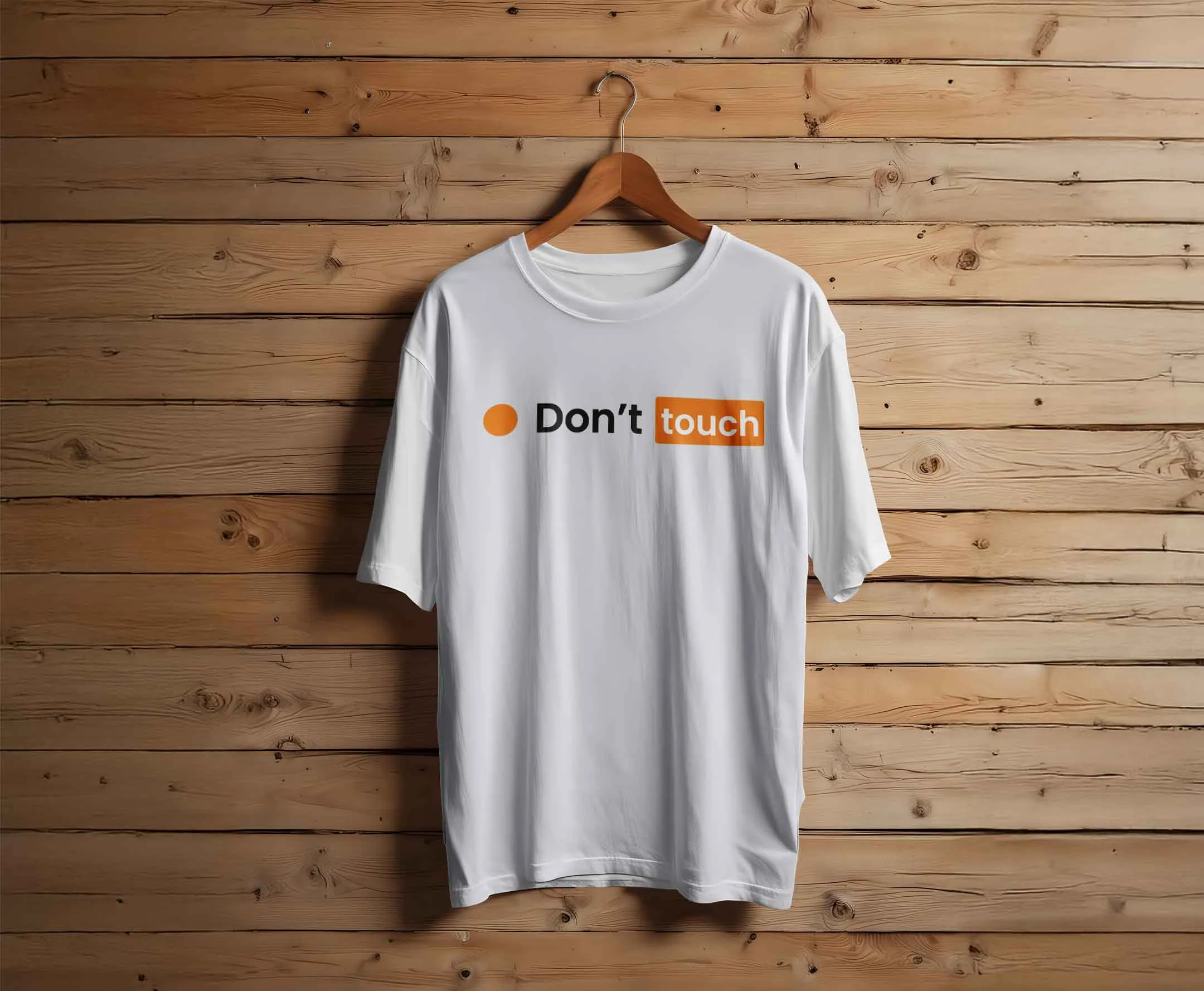 Don't Touch Minimalist Parody T-Shirt - Image 2