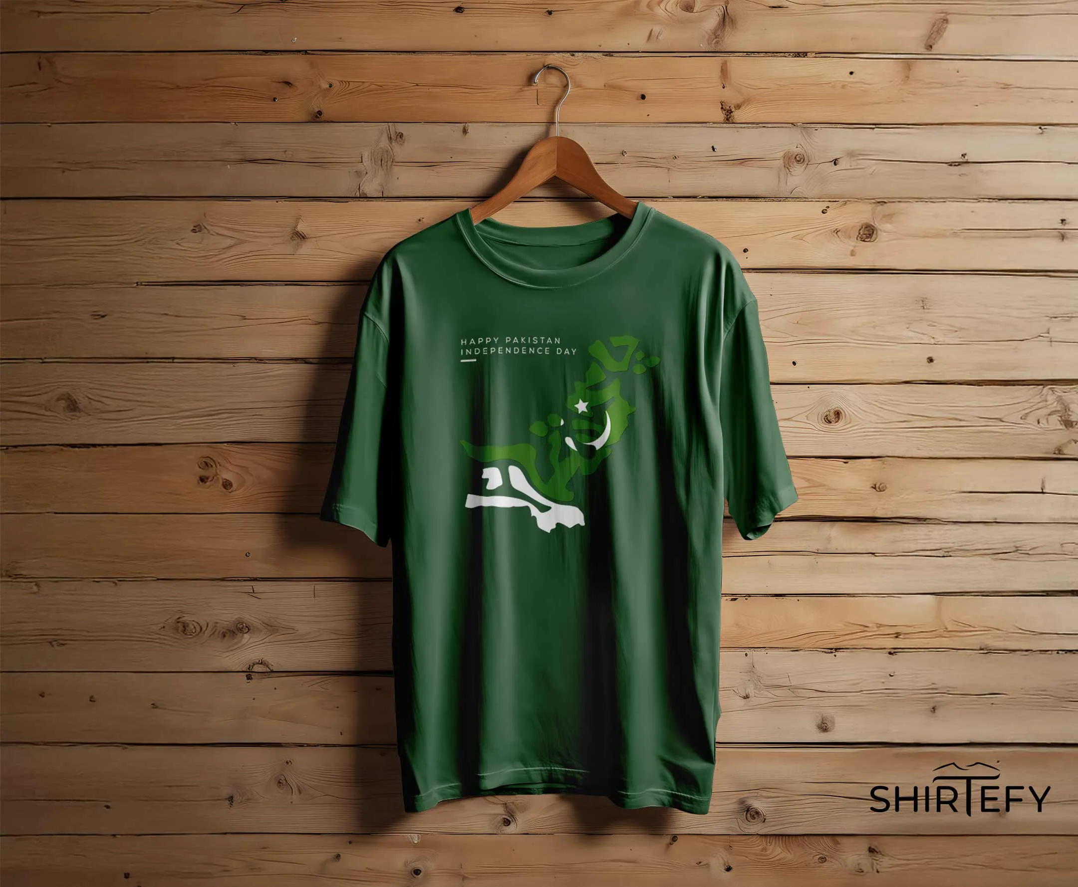 Pakistan Flag Map Independence Day Graphic T-Shirt in Deep Green