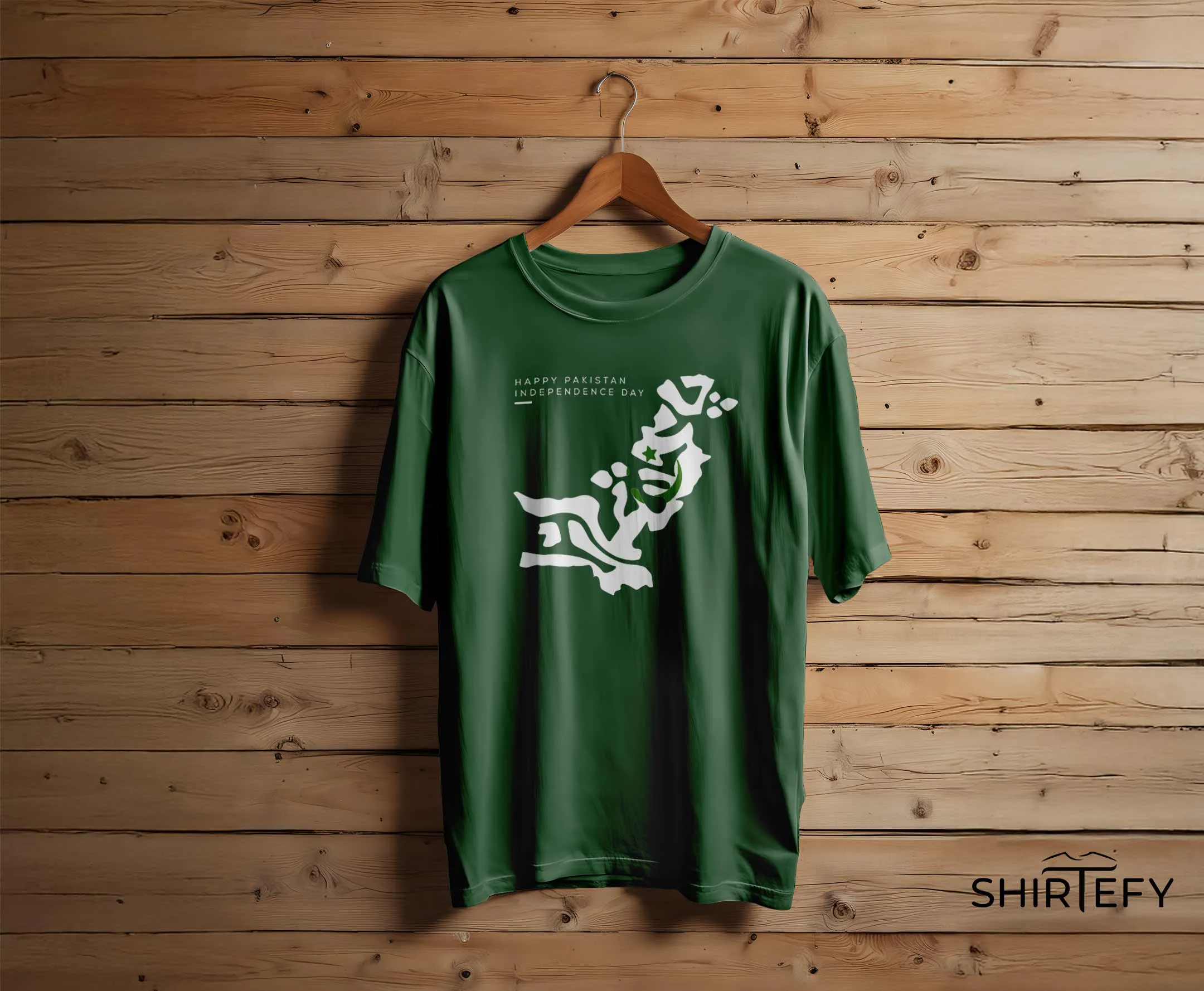 Pakistan Flag Map Independence Day Graphic T-Shirt in Deep Green shown in an alternate product view