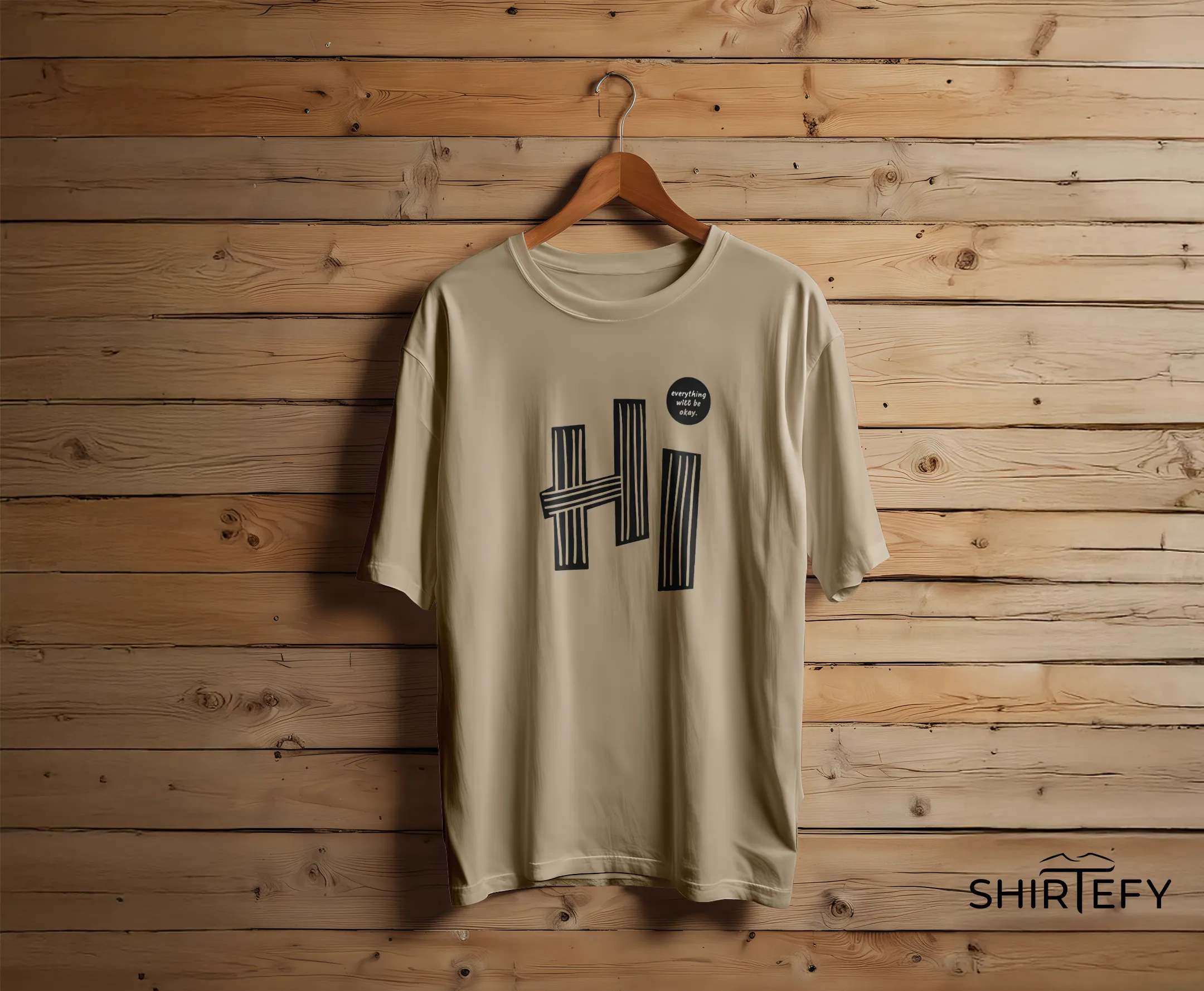 Aesthetic Striped "HI" Graphic T-Shirt
