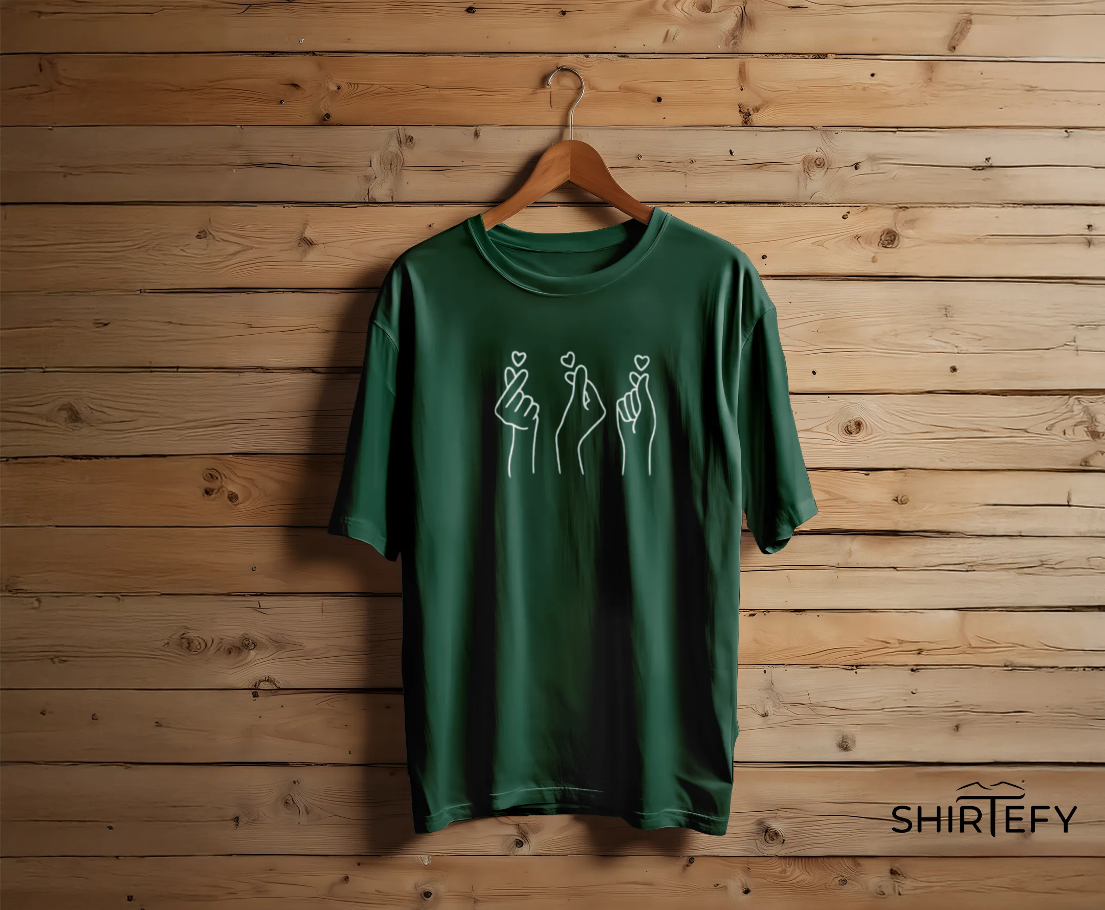 Korean Finger Heart – Minimalist K-Pop Aesthetic Tee - Image 3