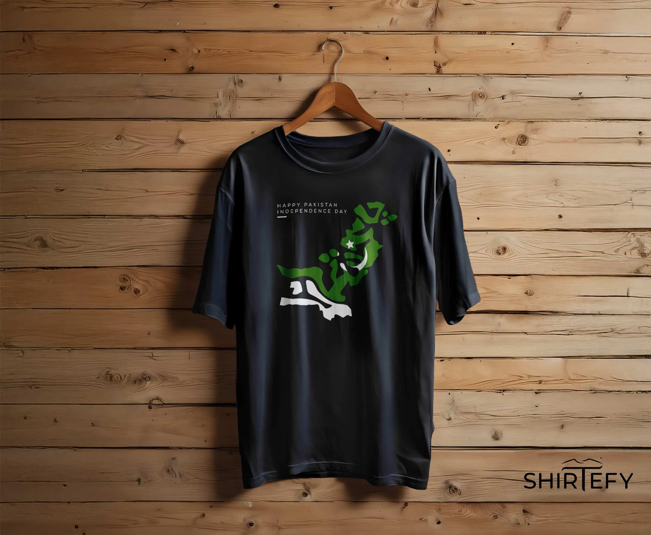 Pakistan Flag Map Independence Day Graphic T-Shirt in Jet Black