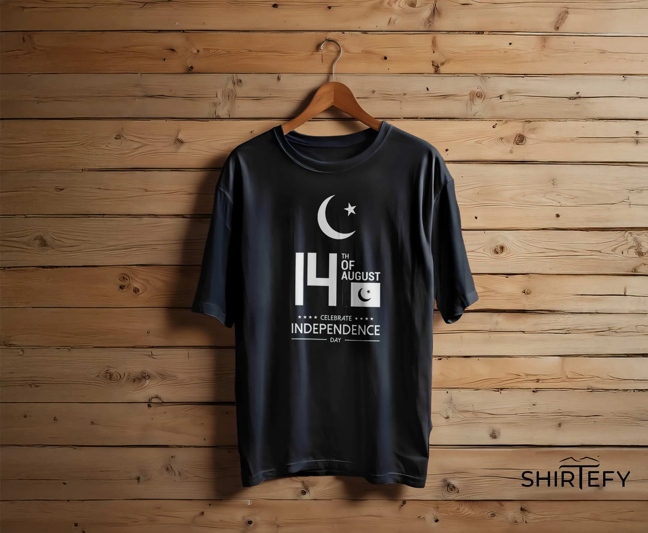 Jet Black colour option for 14th of August Independence Day Graphic T-Shirt