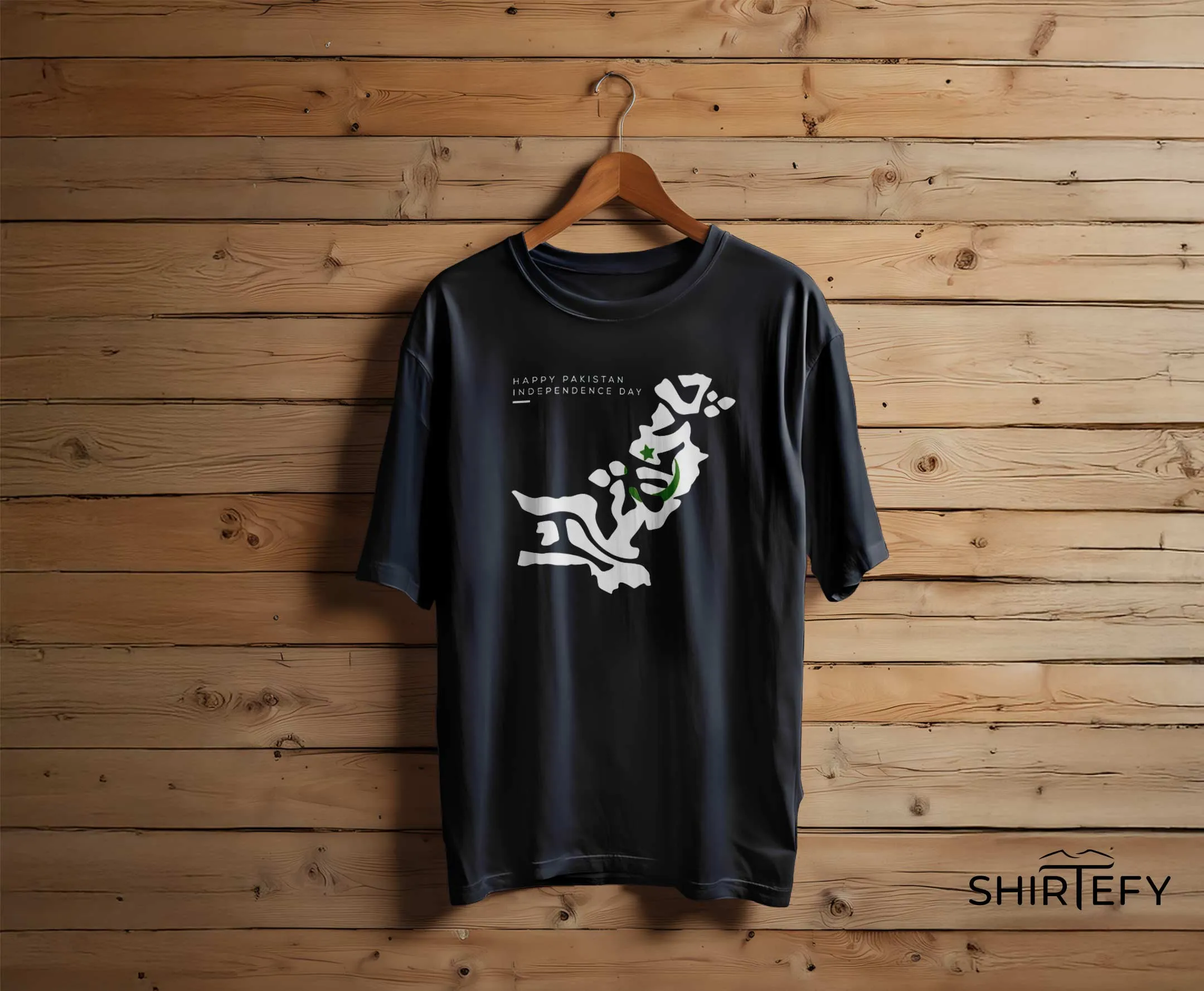 Pakistan Flag Map Independence Day Graphic T-Shirt in Jet Black shown in an alternate product view