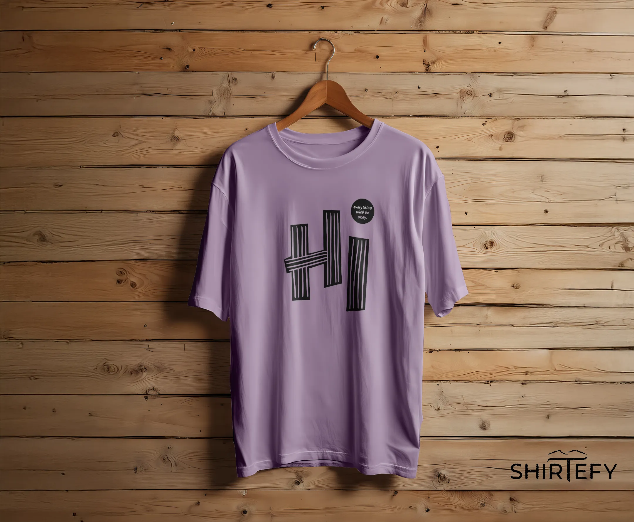 Aesthetic Striped "HI" Graphic T-Shirt - Image 3