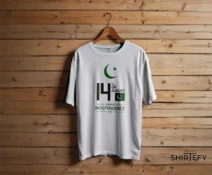 14th of August Independence Day Graphic T-Shirt in Pure White shown in an alternate product view