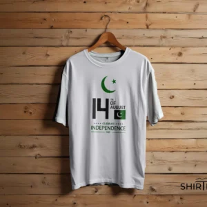 14th of August Independence Day Graphic T-Shirt in Pure White shown in an alternate product view
