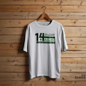 14th August Azadi Mubarak Graphic T-Shirt in Pure White