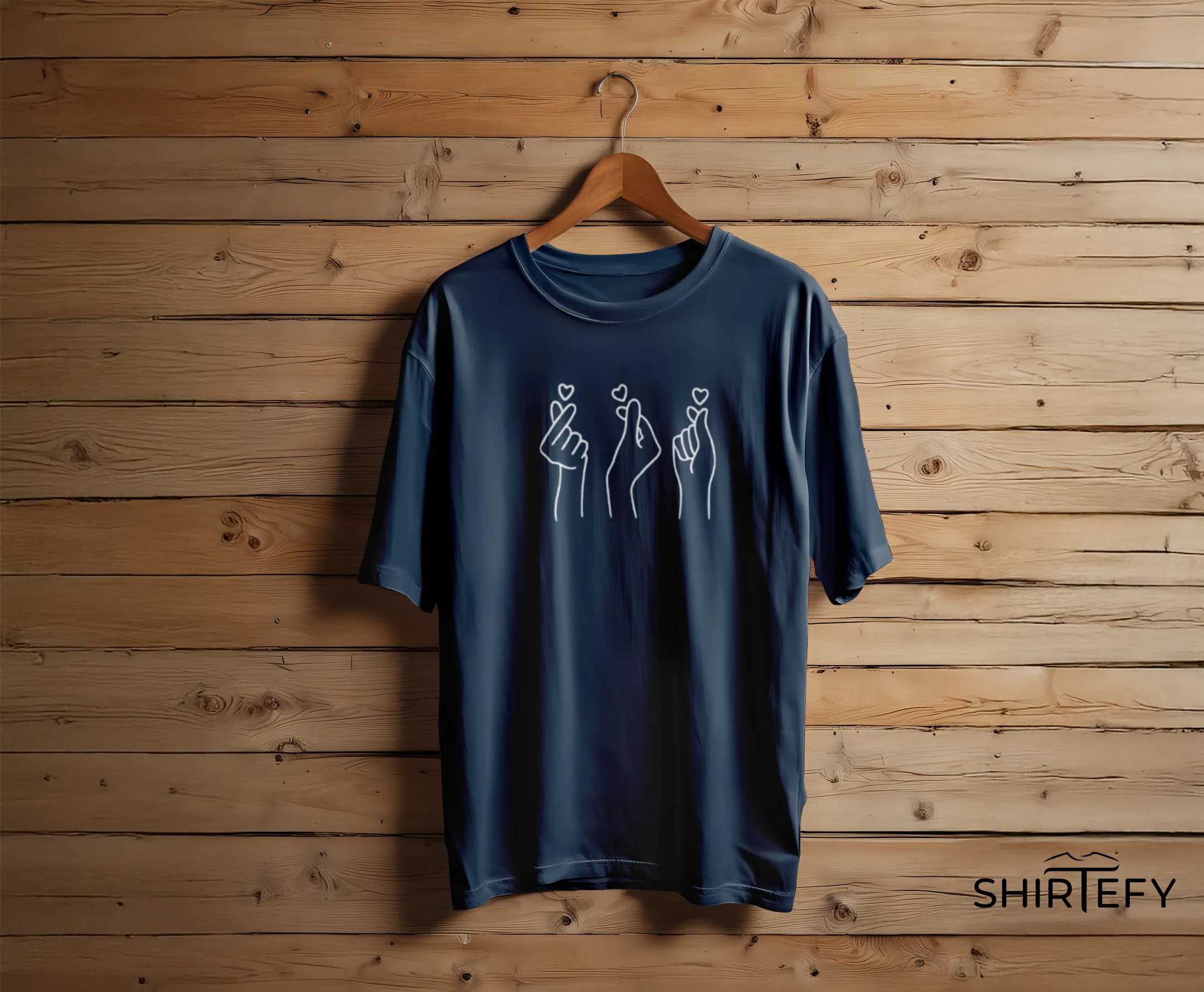 Korean Finger Heart – Minimalist K-Pop Aesthetic Tee - Image 8