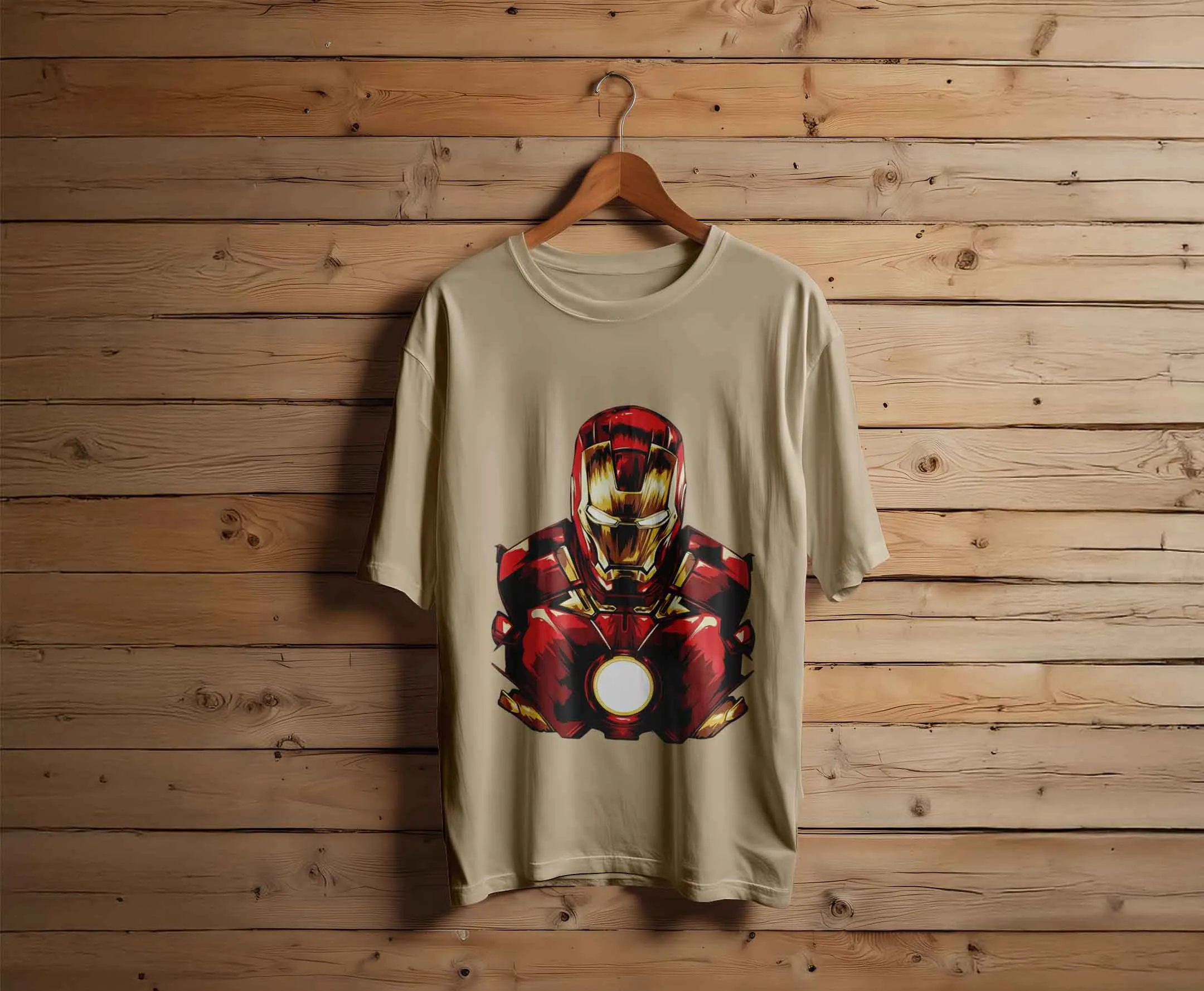 Beige colour option for Arc Reactor – Iron Man Premium Vector Graphic Tee