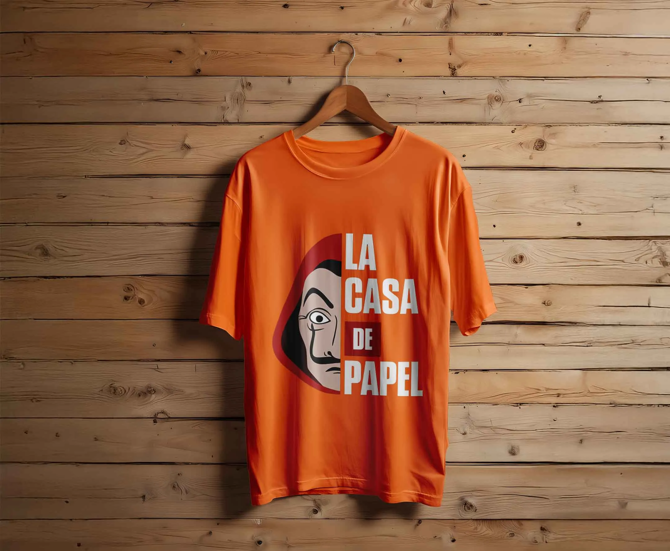 Orange colour option for The Resistance – Money Heist Premium Graphic Tee