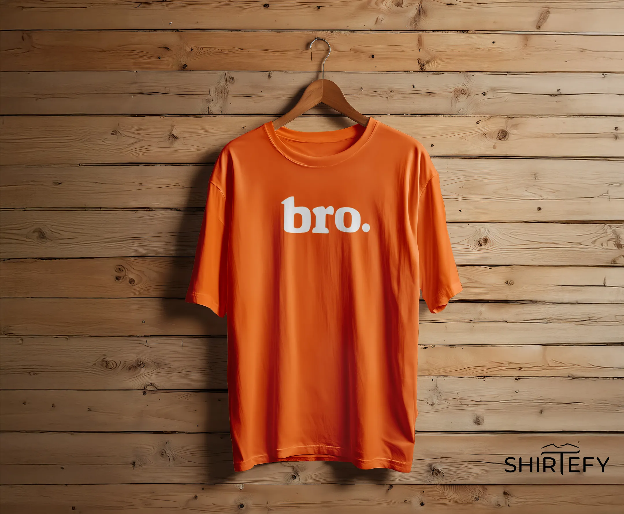 Bright Orange colour option for Bro Bold Lowercase Serif Typography T-Shirt