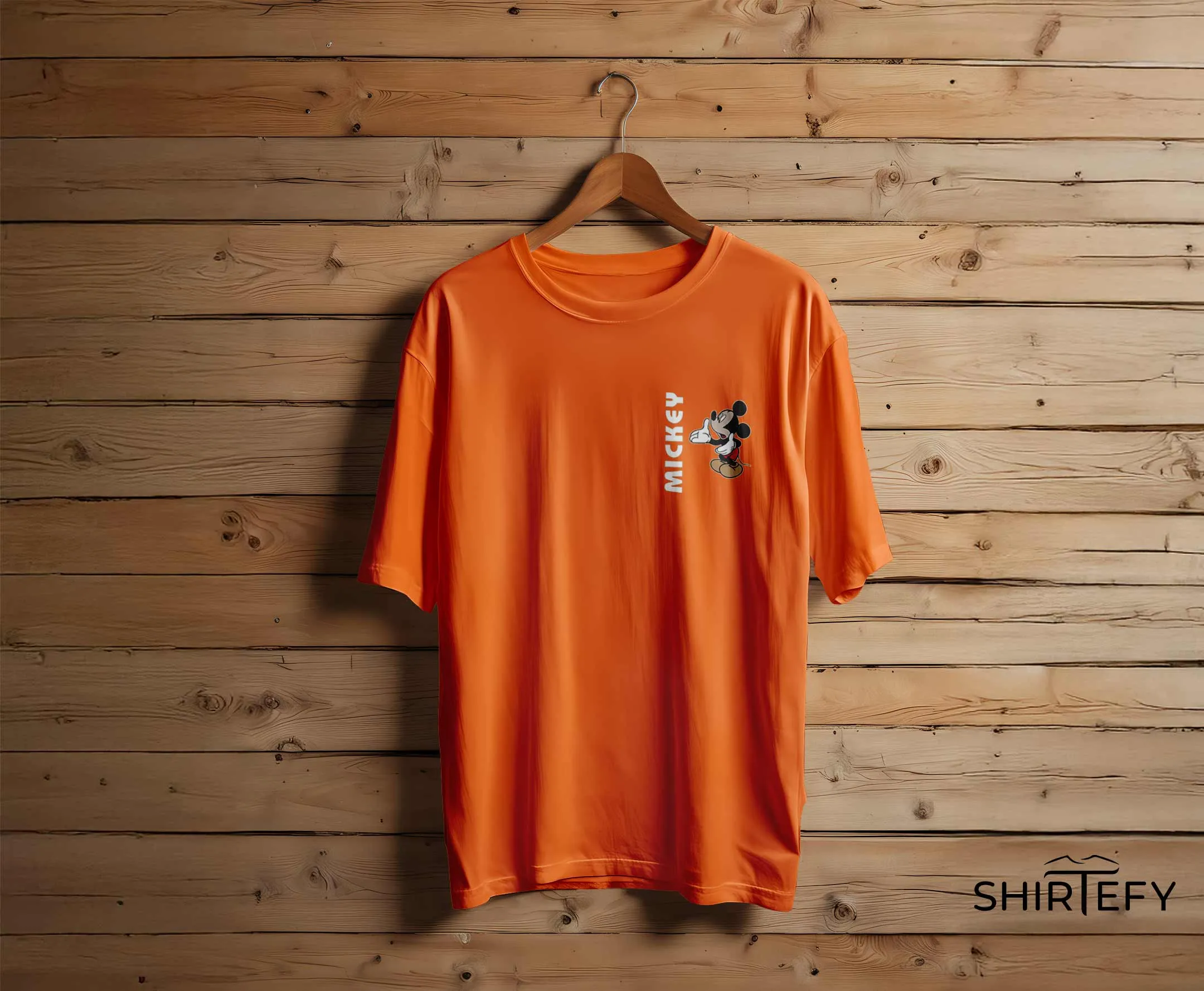 Bright Orange colour option for Classic Mickey Mouse Side Typography Graphic T-Shirt