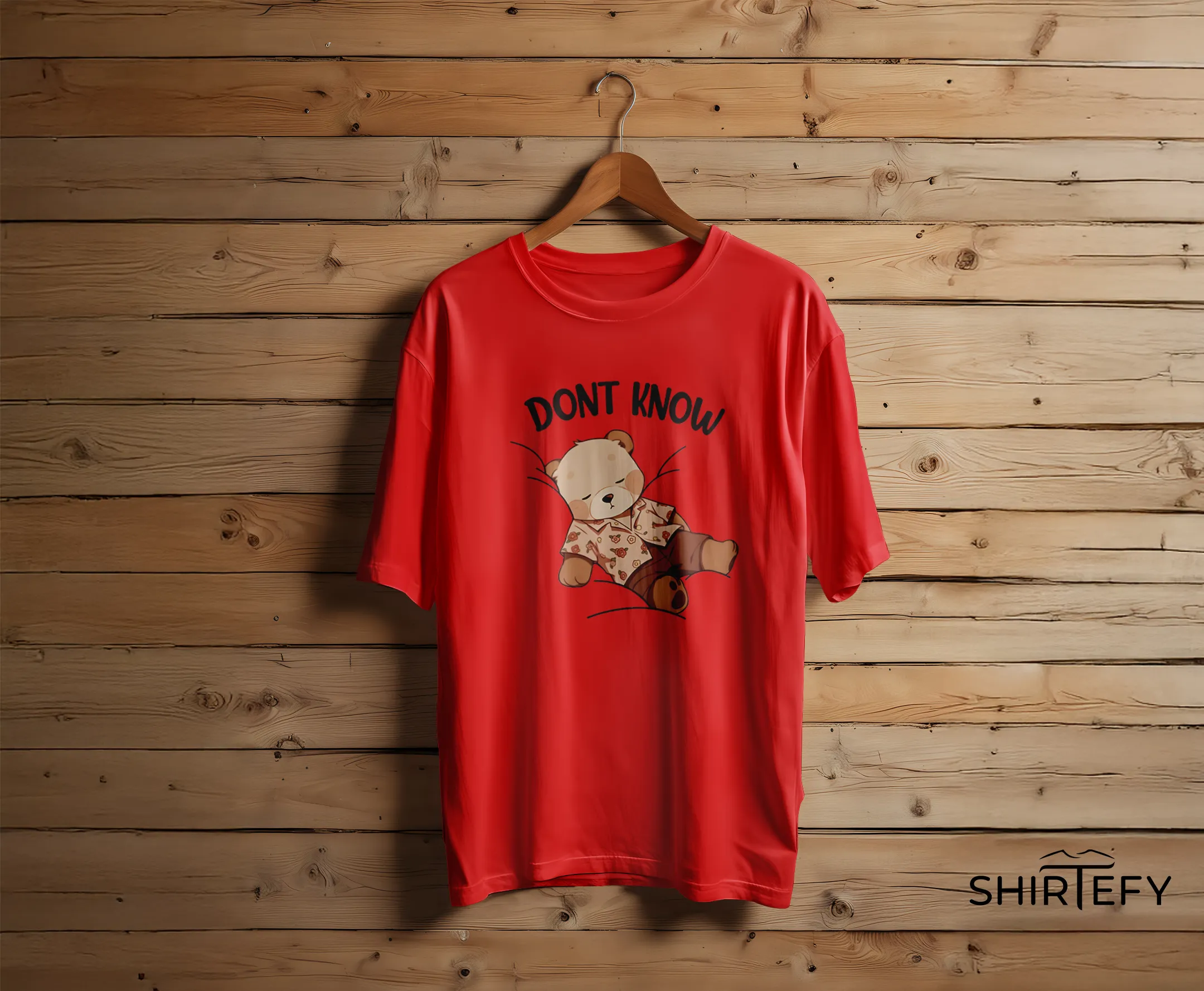 Lazy Teddy Bear Graphic T-Shirt - Image 2