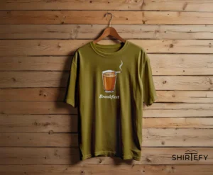 Dark Forest Green colour option for Chai & Cigarette “Breakfast” Minimalist Graphic T-Shirt