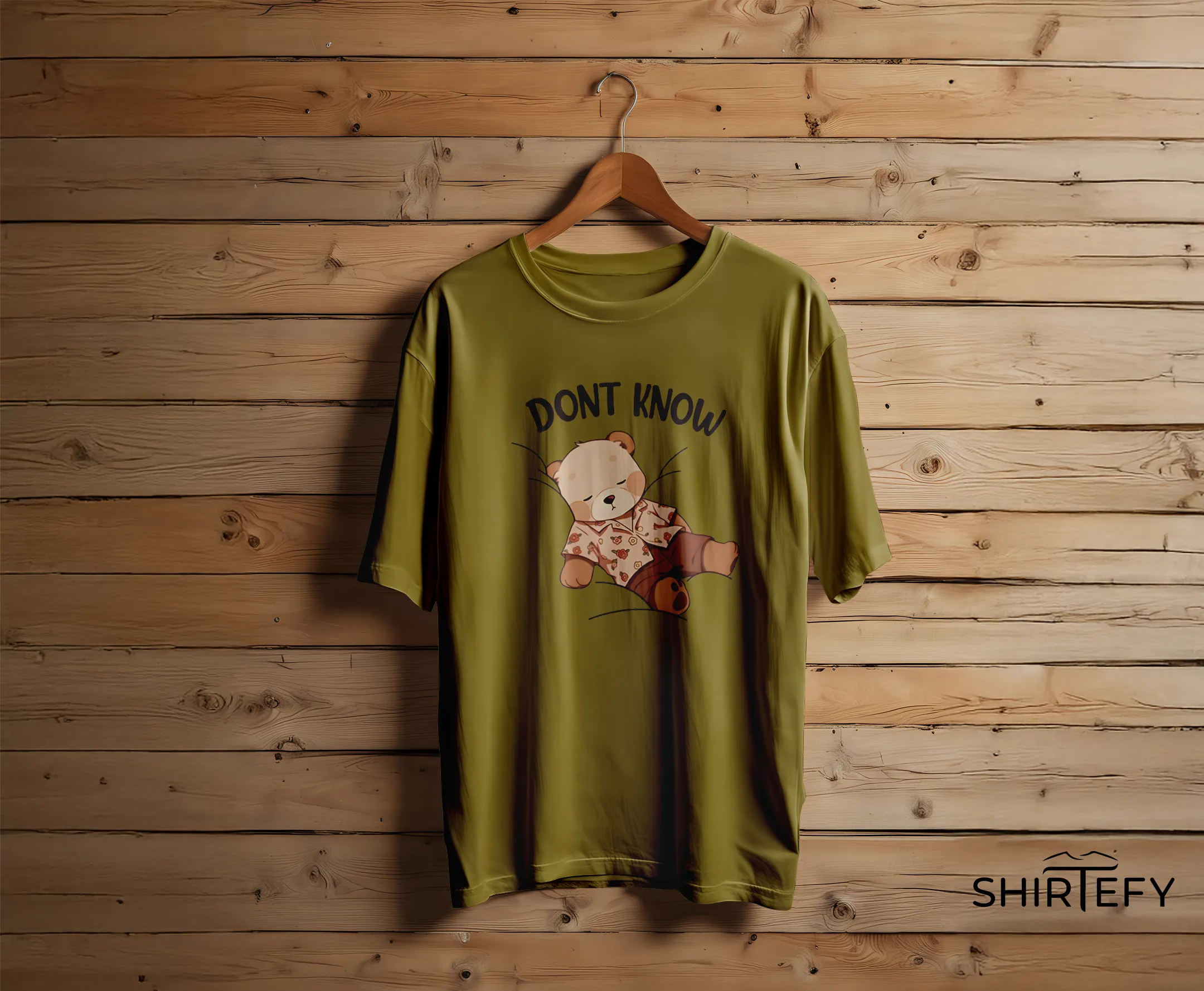 Lazy Teddy Bear Graphic T-Shirt - Image 4