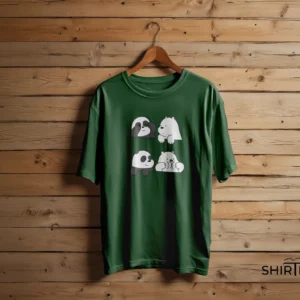 Deep Green colour option for We Bare Bears Cute Panda & Ice Bear Graphic T-Shirt