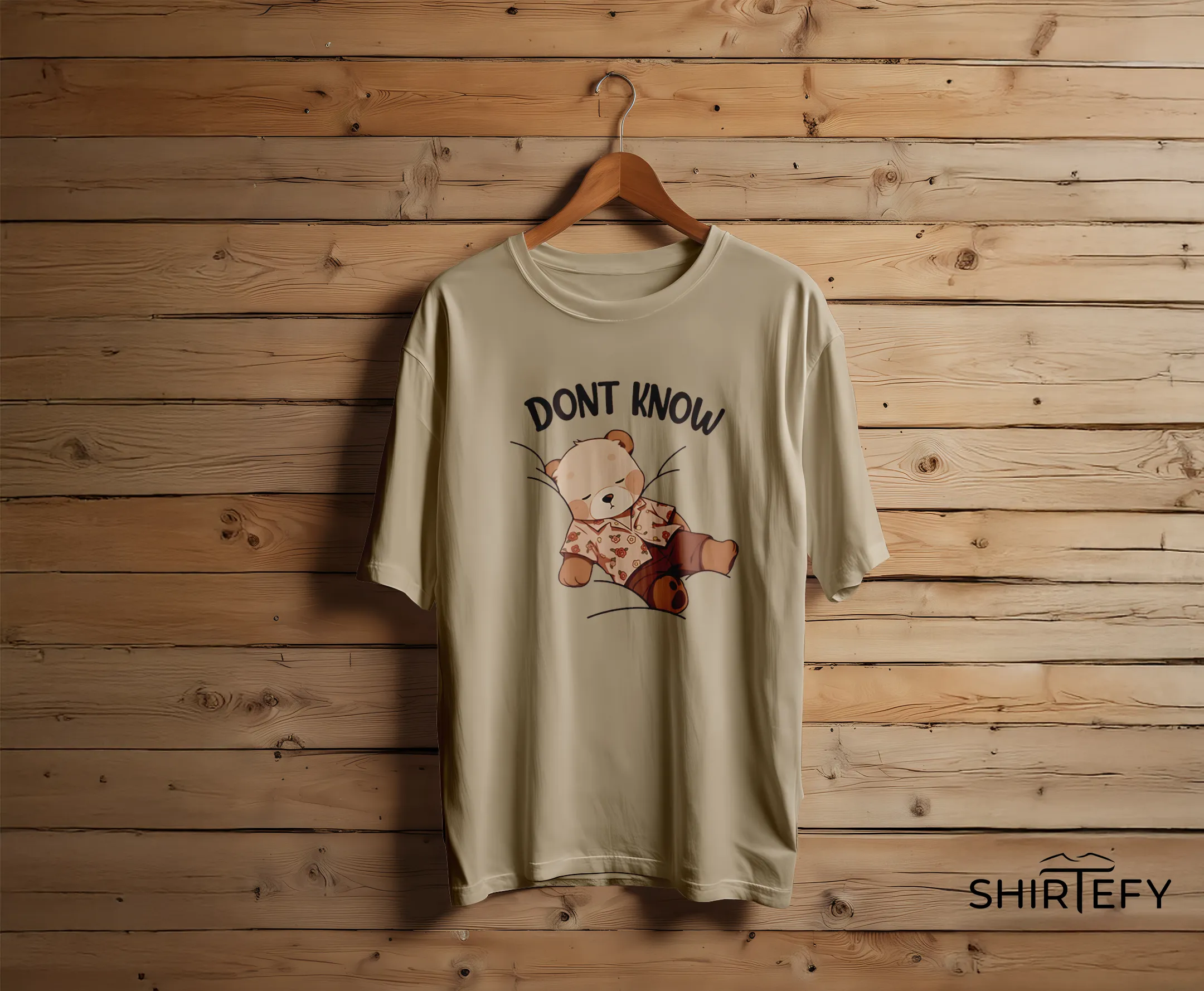 Lazy Teddy Bear Graphic T-Shirt - Image 3