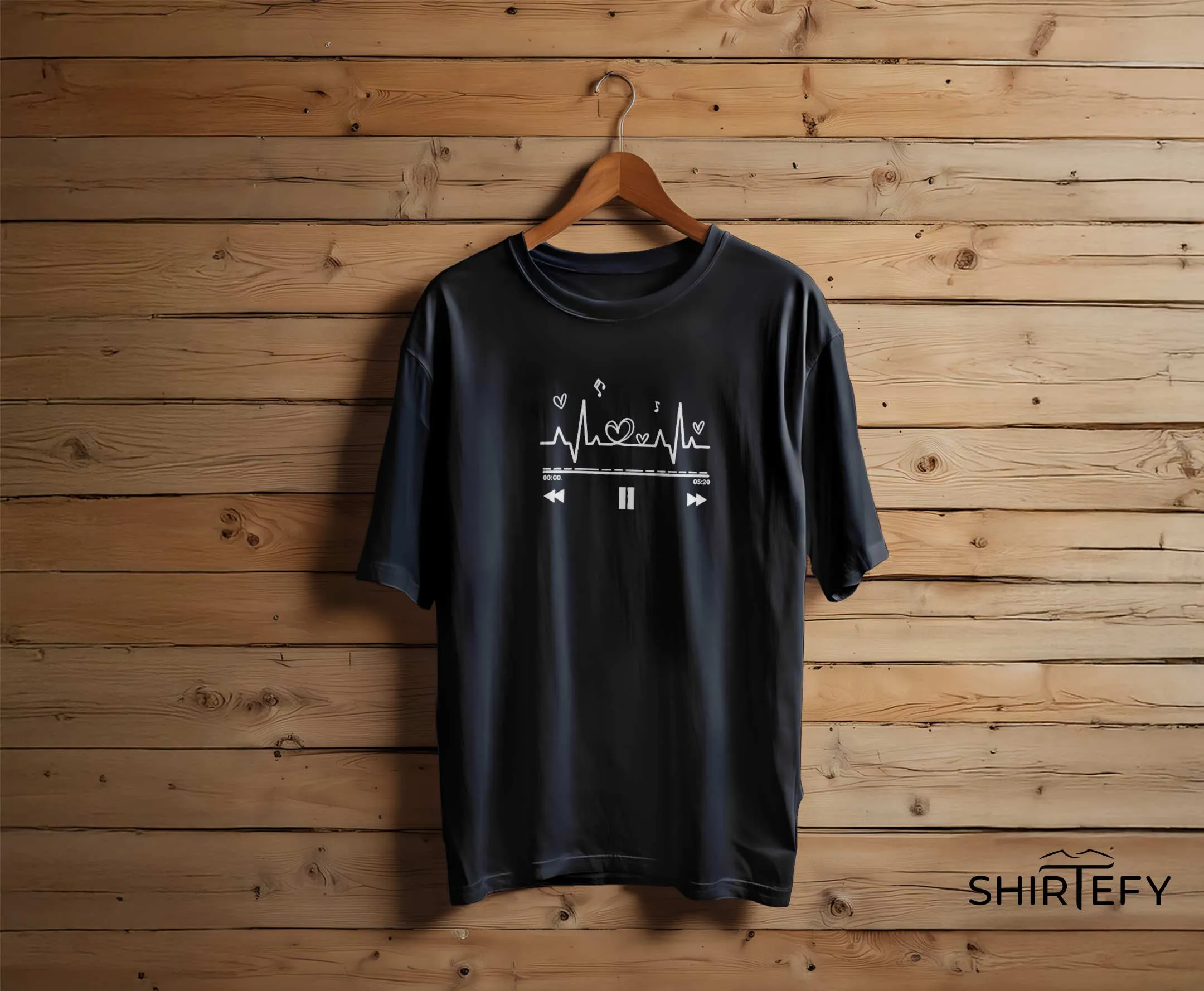 Music Player Heartbeat Lifeline Graphic T-Shirt