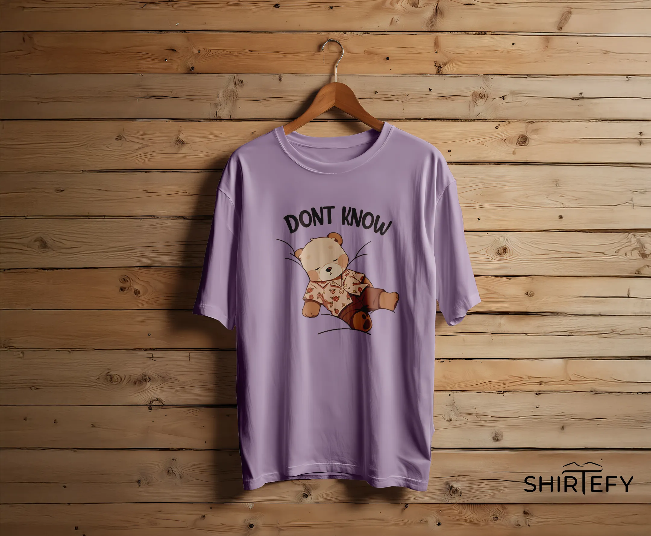 Lazy Teddy Bear Graphic T-Shirt - Image 5