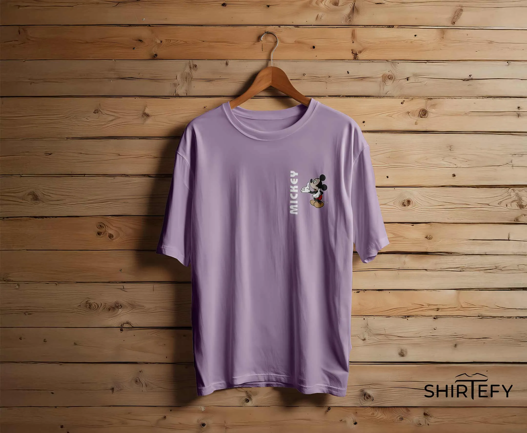 Lilac Purple colour option for Classic Mickey Mouse Side Typography Graphic T-Shirt