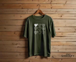 Nine Patterned Hearts Grid Minimalist Graphic T-Shirt