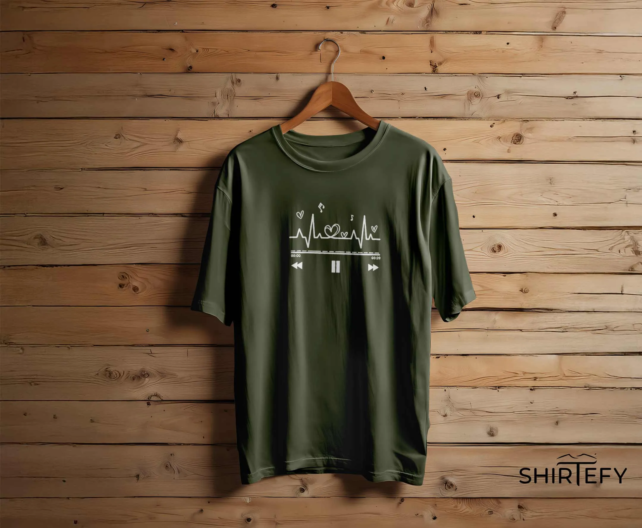 Music Player Heartbeat Lifeline Graphic T-Shirt - Image 2