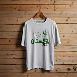 Minar-e-Pakistan heritage graphic T-shirt in pure white