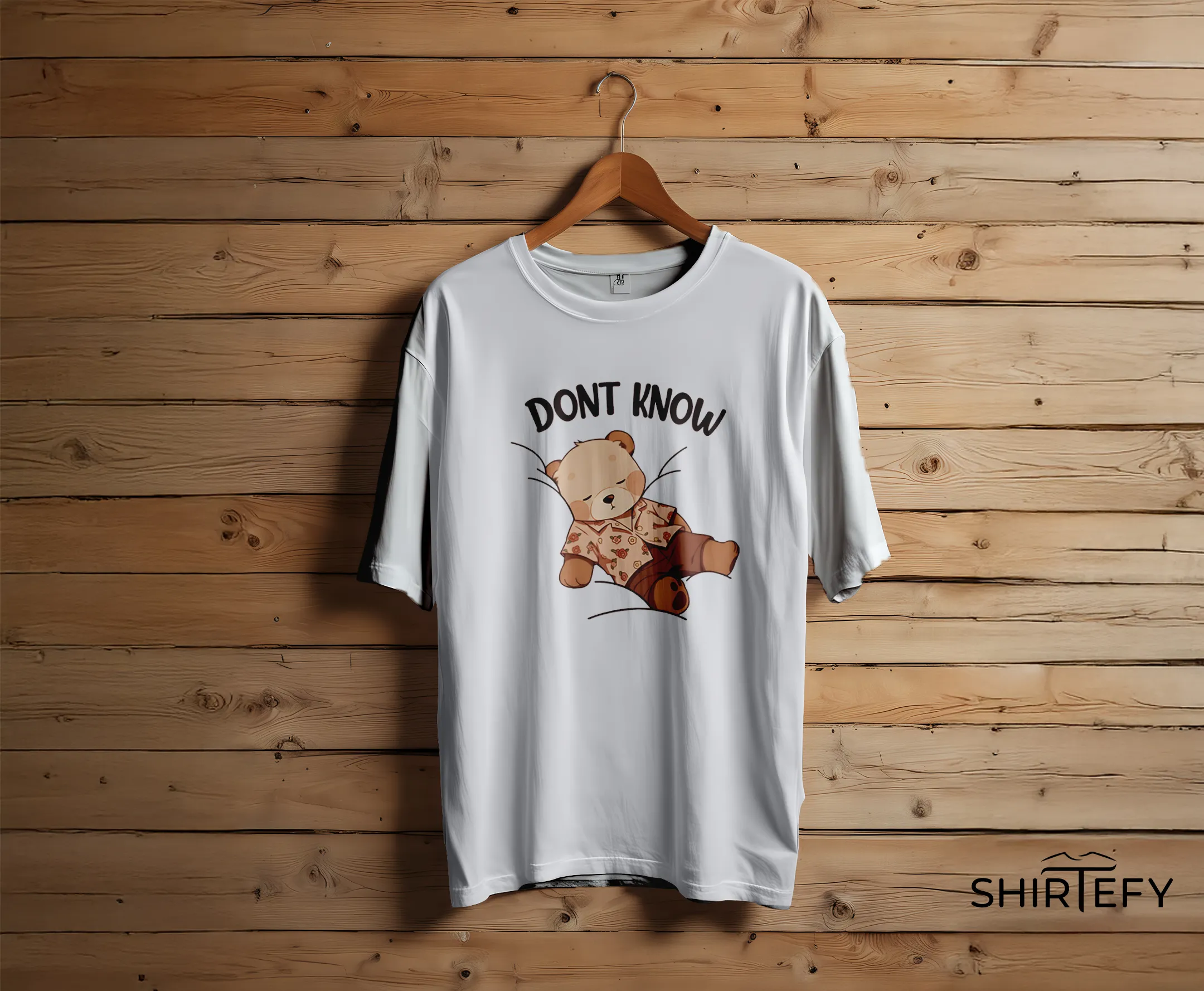 Lazy Teddy Bear Graphic T-Shirt