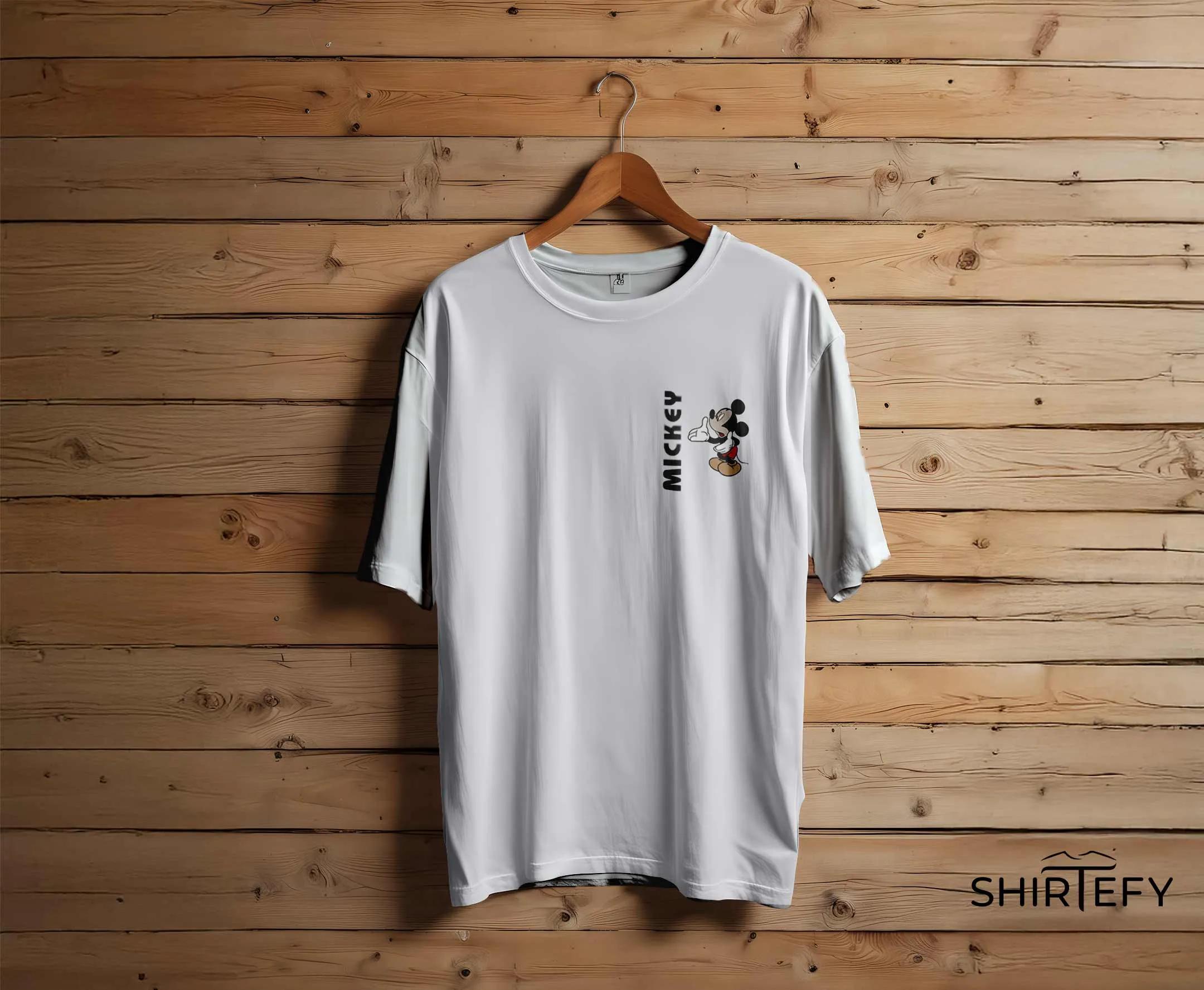 Pure White colour option for Classic Mickey Mouse Side Typography Graphic T-Shirt
