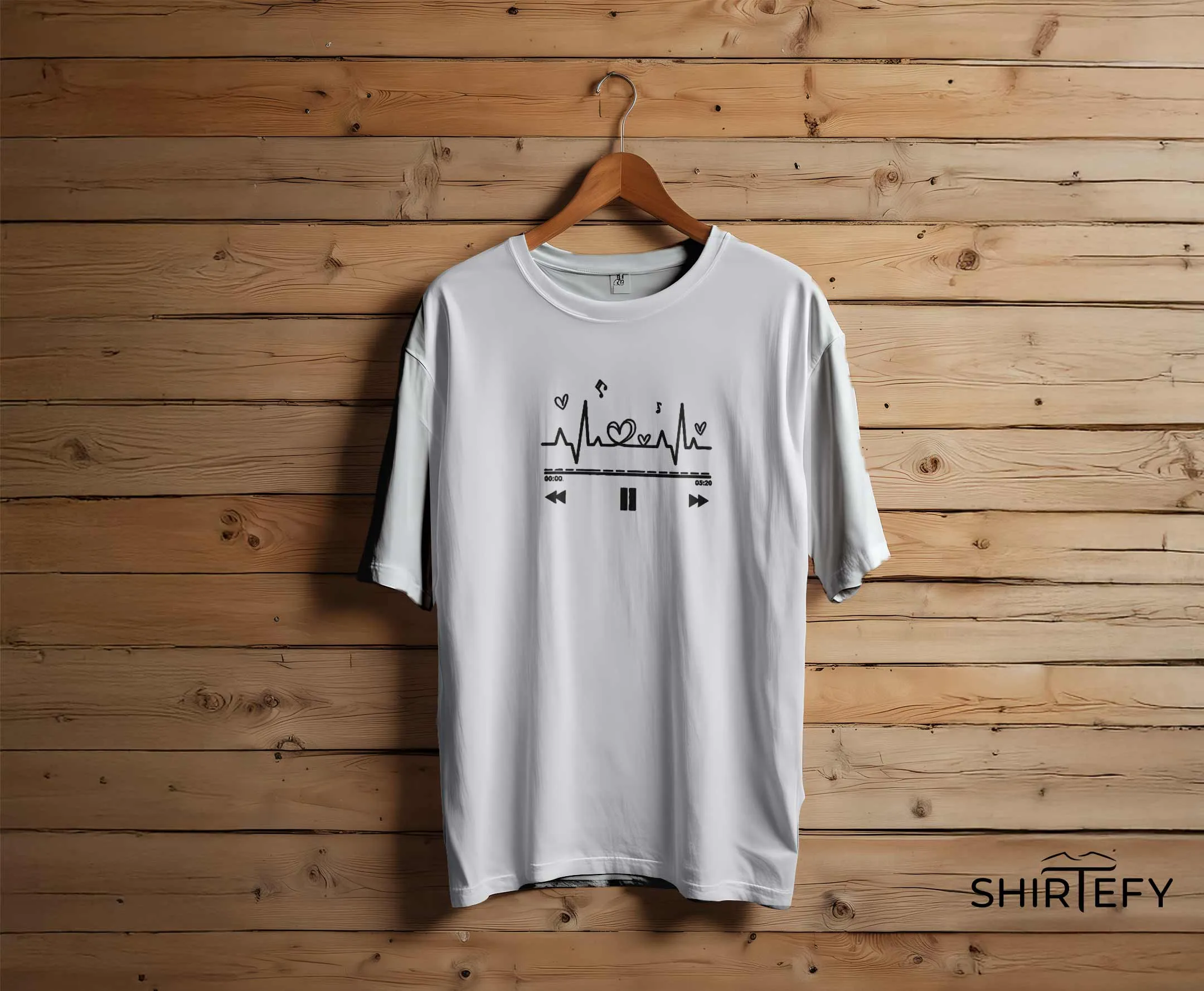 Music Player Heartbeat Lifeline Graphic T-Shirt - Image 3