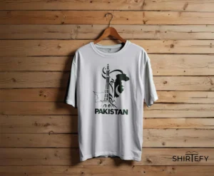 Pakistan Patriotic Heritage Line Art T-Shirt in Pure White