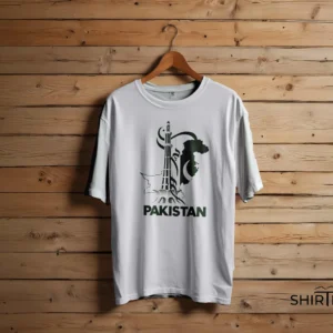 Pakistan Patriotic Heritage Line Art T-Shirt in Pure White