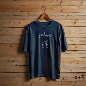 Gamer Controller Heartbeat Lifeline Graphic T-Shirt