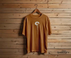 Daisy Heart Petals Script Stem Minimalist Graphic T-Shirt