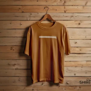 Rust Brown colour option for Minimalist Paris Twin Stripe Chest Graphic T-Shirt