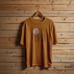 Rust Brown colour option for Minimalist Boho Rainbow Arch Graphic T-Shirt